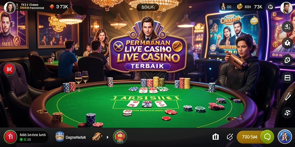 Tampilan menarik dari gameplay Live Casino di aplikasi 73K.