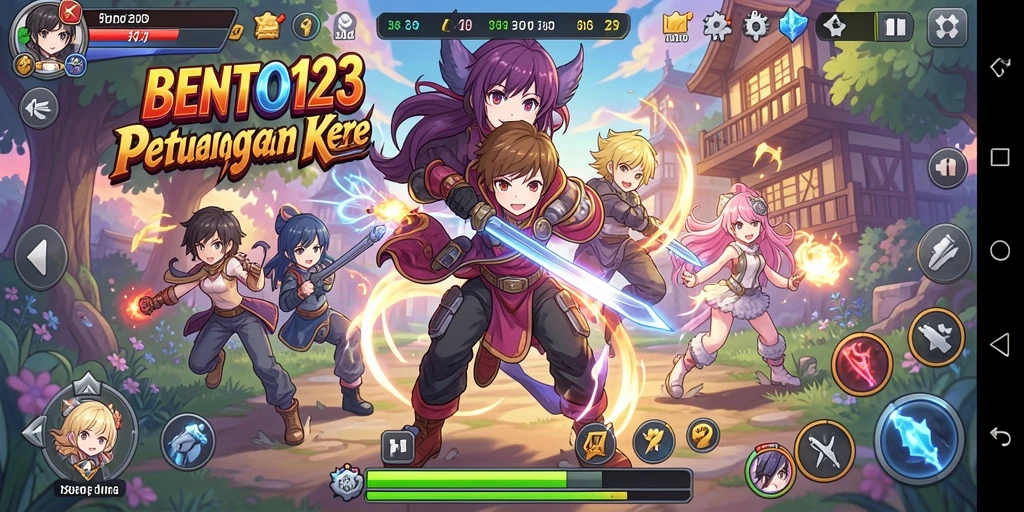 Screenshot gameplay BENTO123 dengan karakter anime beraksi.