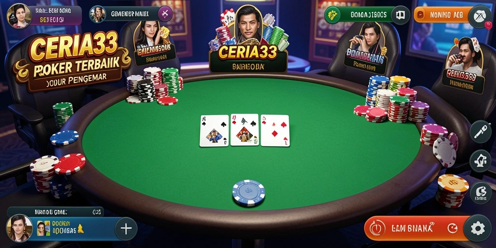 Gameplay Poker seru di CERIA33 dengan interaksi nyata.