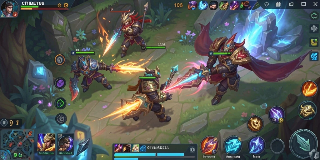 Tampilan gameplay seru dari CITIBET88 yang menampilkan pertarungan tim.