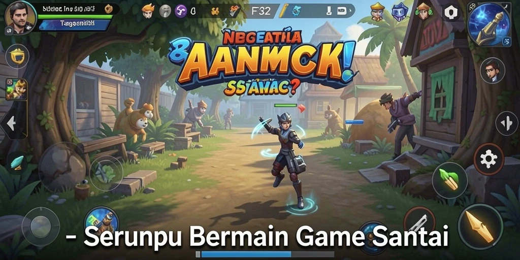 Screenshot gameplay F32 menampilkan tantangan yang seru dan penuh warna.