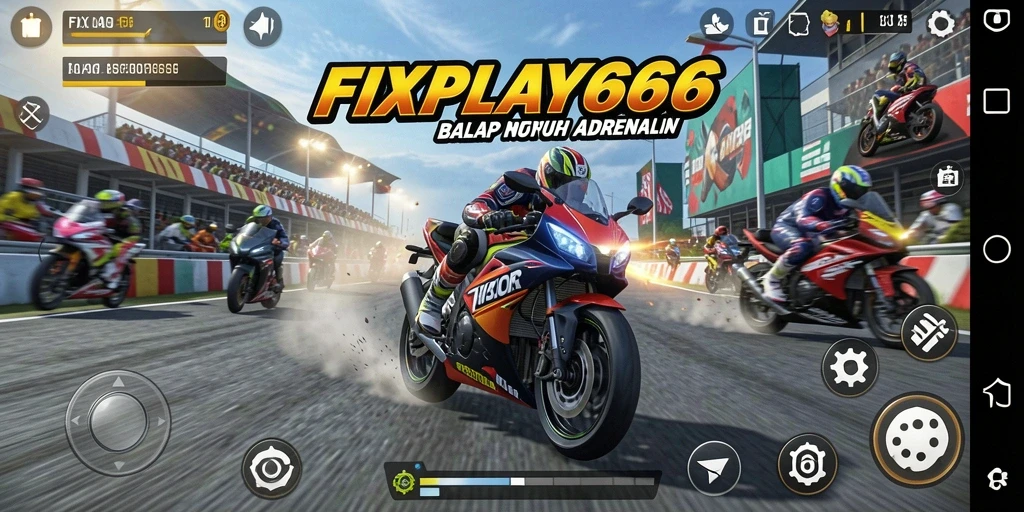 Gameplay <strong>FIXPLAY666</strong>: Balapan motor dengan grafis memukau dan lintasan menantang.