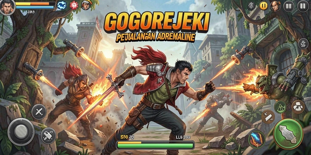 Tampilan gameplay GOGOREJEKI yang seru dan mendebarkan.
