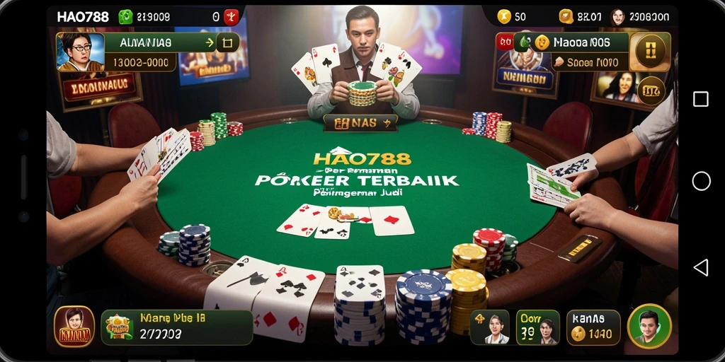 Screenshot HAO788 menampilkan sesi permainan Poker yang seru dan penuh strategi.