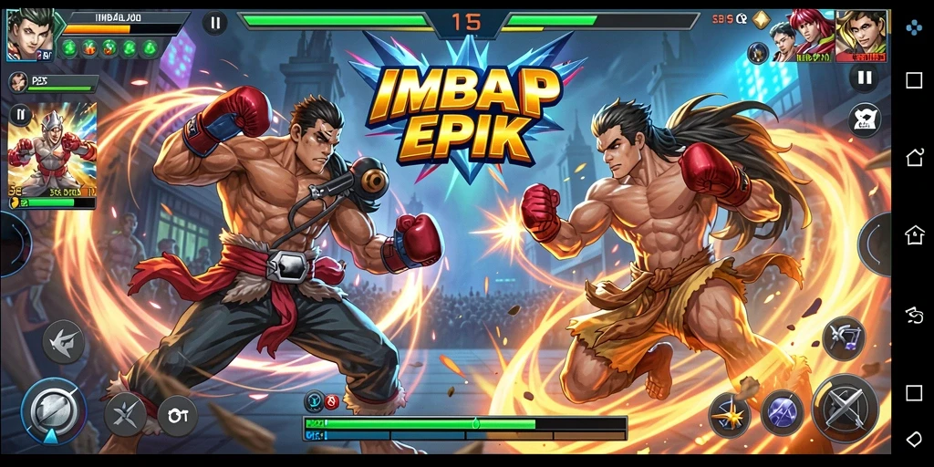 Tampilan seru pertarungan di IMBAJP dengan karakter unik.
