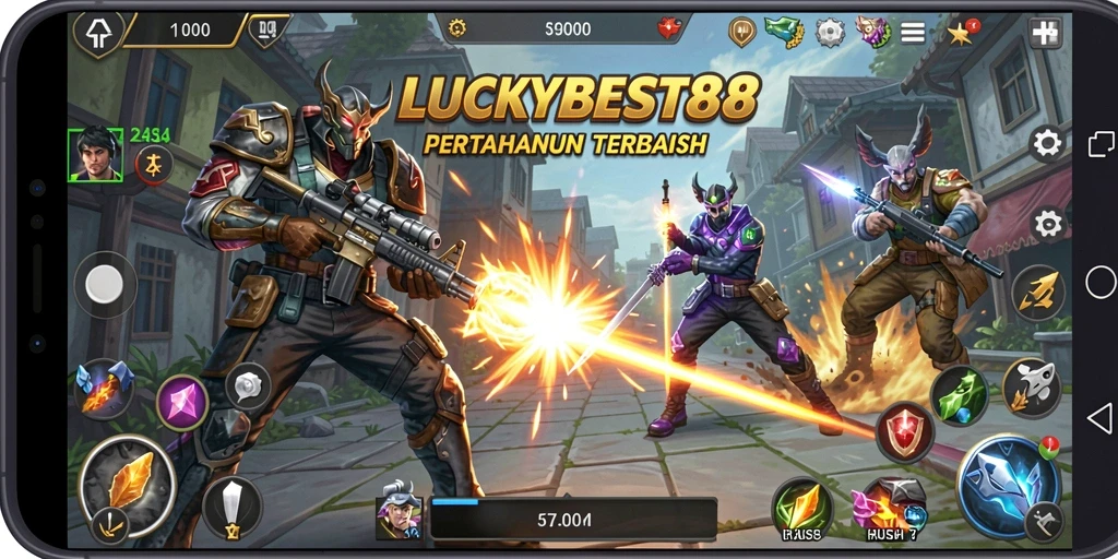Tangkapan layar gameplay <strong>LUCKYBEST88</strong> menunjukkan menara yang menembak para musuh dengan indah.