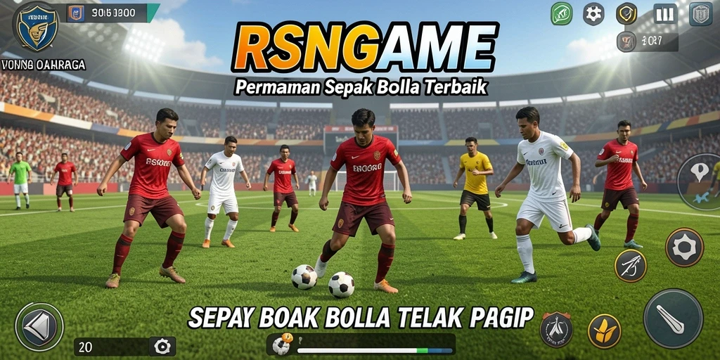 Gameplay mendebarkan dalam aksi sepak bola.