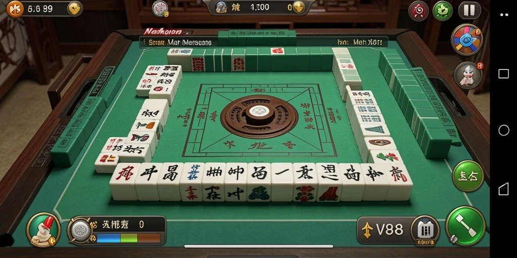 Screenshot V89 menampilkan gameplay Mahjong yang seru dan menantang.