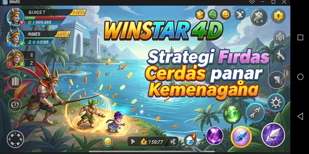 Screenshot gameplay WINSTAR4D menampilkan pertempuran strategi yang intens.
